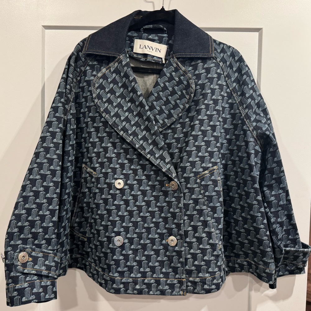Lanvin Monogram-Pattern Swing Denim Jacket - image 7